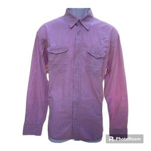 WOLLNER pink plaid dress shirt men size L